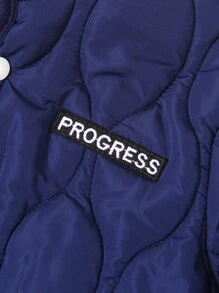 SHEIN 1pc Young Boy Thick Quilted Long Sleeve Padded Coat, Warm For Outdoor Activities In Autumn/Winter - Royal Blue - View 5