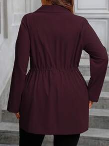 Franclia Chaqueta informal de talla grande de color liso con cordón en la cintura, para otoño