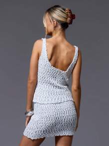 MUSERA Textured Knitted Tank Top Summer Holiday Ibiza Spring Casual Elegant - Grey - View 3
