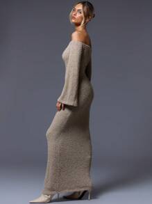 MUSERA Off The Shoulder Maxi Dress Elegant Spring Summer Vacation Party - Khaki - View 2