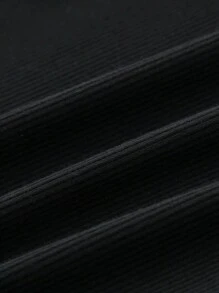 SHEIN Baby Girl Long Sleeve Polka Dot Mesh Contrast Knitted Bodysuit - Black - View 6