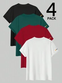 Manfinity Roghcode 男式字母印花休闲圆领短袖 T 恤洛杉矶衬衫多件装上衣 - 彩色 - 查看 2