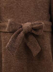 SHEIN Baby Girl Mommy & Me 棕色针织松紧腰长袖连衣裙，秋冬款