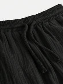 Tween 女童宽松休闲简约舒适中腰口袋阔腿裤 - 黑色 - 查看 5
