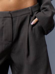 MUSERA 修身低腰短裤，90年代夏季商务休闲假日工作办公室秋季返校日常春季穿着 - 棕色 - 查看 5