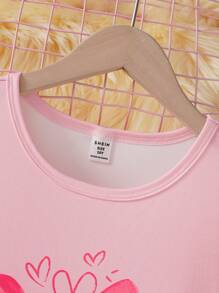 Tween Girl 紧身睡衣套装，带蝴蝶印花 - 长袖上衣和裤子 - 粉色 - 查看 6