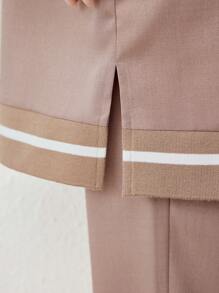 Mulvari Middle East Style Plus Size Contrast Color Trim Hooded Long Sleeve Top And Long Pants Casual 2 Pieces Set 2 Pieces Set