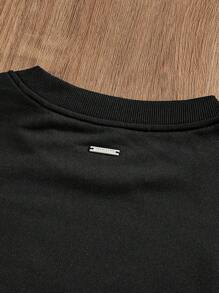 Manfinity VCAY Men Casual Loose Knitted Long Sleeve Halloween Graphic Pullover Sweatshirt, For Fall Winter - Black - View 4