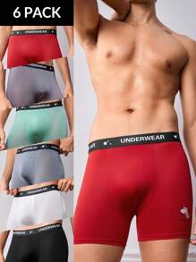 6pcs/Pack Men's Puppy Print Boxer Briefs - Multicolor - View 1