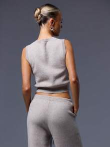 MUSERA 针织纽扣毛衣背心 春季 Y2K 90年代 休闲可爱 机场度假 夏季 秋季 返校 秋冬 日常 圣诞节 工作 办公室 派对 时尚