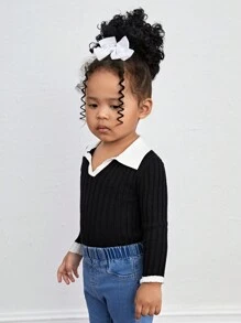 SHEIN Sweater Bayi Perempuan - Hitam dan Putih - View 7