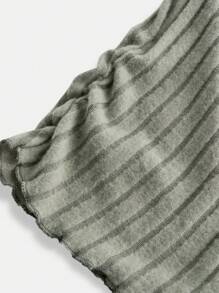 SHEIN Girlism Tween 女童简约舒适拼色挂脖长袖 T 恤 - 綠色 - 查看 3