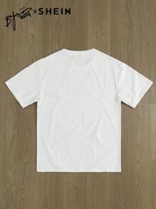 Manfinity Hypemode 1 Áo thun cổ tròn in hình nhân vật dáng rộng thoải mái cho nam - trắng - Xem 2