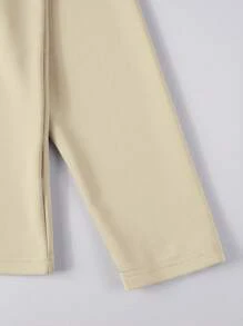 Manfinity Homme 男士休闲字母印花长袖 Polo 衫，适合通勤、秋季 - 杏色 - 查看 5