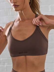 Musera Sport Plunge Scoop Neck Cross Back Strappy Active-Wear Sports Bra Hyrox Running Exercises ,Padel, Tennis, Pickleball