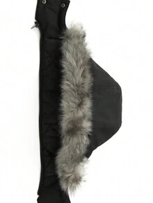 女士加大码保暖内衬连帽加厚派克大衣，户外冬季夹克