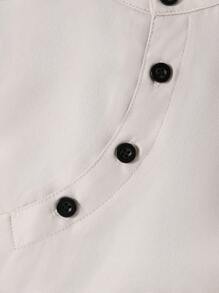 男婴休闲装，柔软透气浅色中式斜襟纽扣设计衬衫，可调节腰部裤子