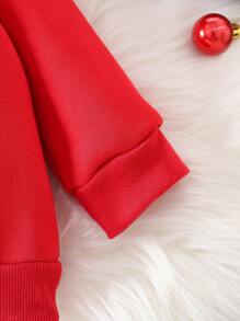 Áo nỉ cổ tròn in hình ông già Noel và tuần lộc cho bé trai - Đỏ - Xem 4