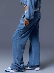 MUSERA Lågmidja Tvättade Raka Joggingbyxor Semester, Flygplats, Casual Helgdag Sommar Höst, Höst, Vinter, Tillbaka till skolan Höst Höst Vinter Jul - Multifärgad - Visa 3