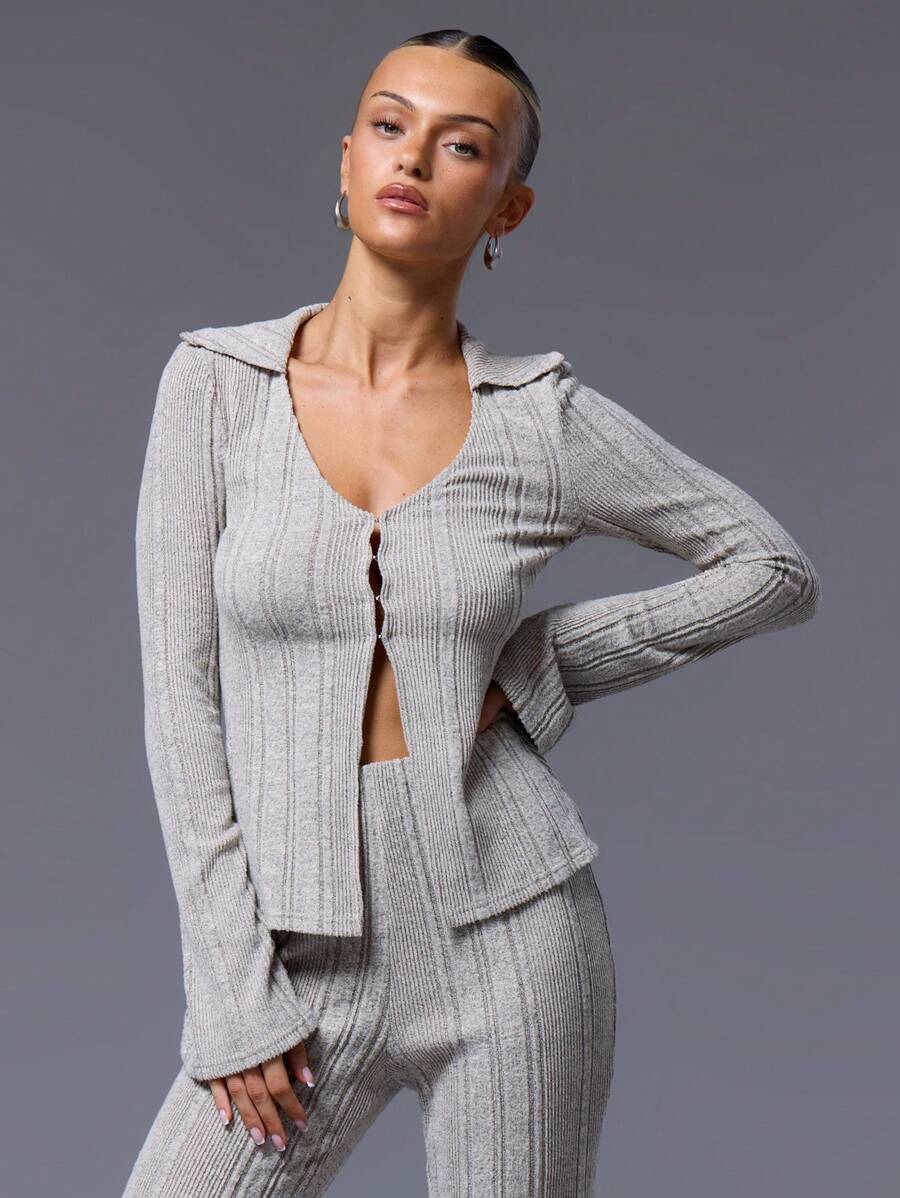 MUSERA Ribbed Knit Collared Top Casual Summer Vacation Spring Summer Fall