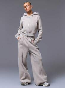 MUSERA Structured Long Sleeve Cuffed Hooded Jacket - Mocha Brown - View 4