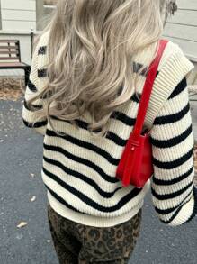 Chiquease 独特休闲百搭时尚条纹长袖女式毛衣 - 彩色 - 查看 2