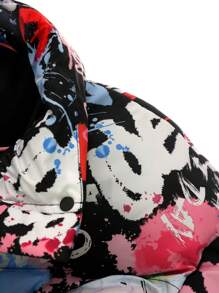 SHEIN EZwear Women's Winter Fashion Graffiti Printed Padded Coat