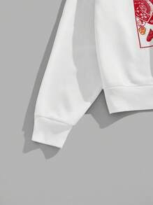 Manfinity RebelGame 1pc Quần áo nam Y2K vui nhộn thường ngày quá khổ hợp thời trang đường phố cổ điển phong cách sáng tạo đôi môi thiên thần Madonna tranh sơn dầu in màu trắng đan poker tay dài lông cừu dày đồ họa áo hoodie quần áo mùa thu quần áo halloween đồ ngủ halloween phù hợp với phong cách vừa vặn ấm áp và dày - trắng - Xem 3