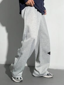 SHEIN 1 Stück lässige Sport-Streetwear, bequem und vielseitig, locker geschnitten, seitlich bedrucktes Stern-Muster, gerade geschnittene Lässig Hemd, Schulanfangs-Kleidung, Herbst und Winter - Hellgrau - Übersicht 3
