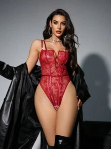 Sexy & Alluring Deep V Jumpsuit For Women - Burgundy - View 1