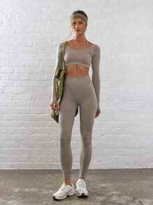 Musera Sport Ribbed High Waist Contour Activewear Leggings Workout Summer Gym Fitness Fall Winter