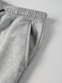 Manfinity Homme 2pcs Men's Casual Letter Pattern Sweatshirt And Sweatpants Set, Men Grey Sweatsuit, Men 2 Pieces Sweat Set, Men Jogging Suit - Grey - View 5