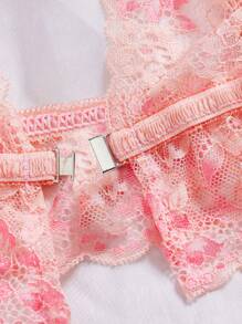 Romantic Rustic Sexy Comfy Front Closure Triangle Cup Women's 2pcs Lingerie Set With Thong Pink - Multicolor - View 7