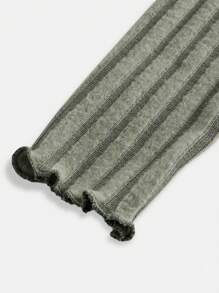 SHEIN Girlism Tween 女童简约舒适拼色挂脖长袖 T 恤 - 綠色 - 查看 5