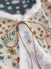 SHEIN MOD Plus Size Women Jacquard Lace-Up Tassels Patchwork Bohemian Style Vest Jacket - Apricot - View 3