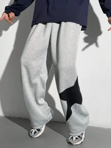 SHEIN 1 Stück lässige Sport-Streetwear, bequem und vielseitig, locker geschnitten, seitlich bedrucktes Stern-Muster, gerade geschnittene Lässig Hemd, Schulanfangs-Kleidung, Herbst und Winter - Hellgrau - Übersicht 7