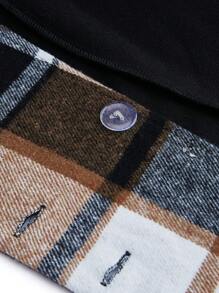 SHEIN LUNE Áo khoác dài tay kẻ caro và đen cỡ lớn cho nữ - màu đen - Xem 4