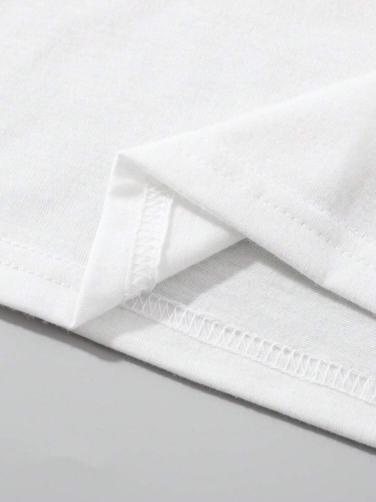 4 piezas/Set Camisetas sin mangas simples de unicolor cómodas para niño joven - Blanco - Añade 5