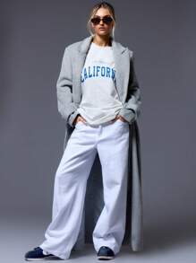 MUSERA 标语宽松T恤 印花T恤 休闲春夏复活节休闲优雅假日 - 白色 - 查看 4