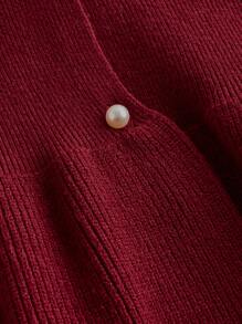 SHEIN MOD 1pc V-Neck Tie Waist Flared Long Sleeve Bow Decor Knitted Red Cardigan, Festival Sweater,Burgundy Sweater, New Year Sweater,New Year Clothes,New Year Eve Dress,Princess Women Costume,Rosso Ancora Cardigan