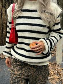 Chiquease 独特休闲百搭时尚条纹长袖女式毛衣 - 彩色 - 查看 5