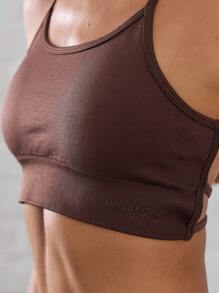 Musera Sport 交叉背心式运动吊带背心，适用于板式网球、网球、匹克球和健身房健身。 - 巧克力棕 - 查看 4