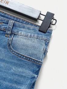 Áo khoác denim mềm mại thoải mái mới cho bé trai tuổi mới lớn + quần jeans, phù hợp để mặc hàng ngày - Rửa trung bình - Xem 5