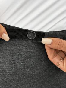 SHEIN 孕妇秋季休闲纯色修身长裙 - 深灰色 - 查看 6