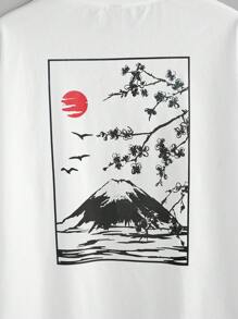GENTILAND Áo thun nam tay ngắn in hình phong cảnh giản dị - trắng - Xem 4