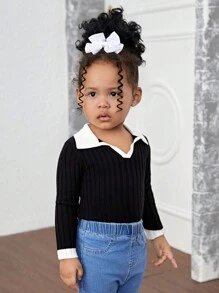 SHEIN Sweater Bayi Perempuan - Hitam dan Putih - View 9