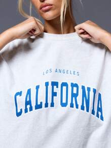 MUSERA 标语宽松T恤 印花T恤 休闲春夏复活节休闲优雅假日 - 白色 - 查看 5