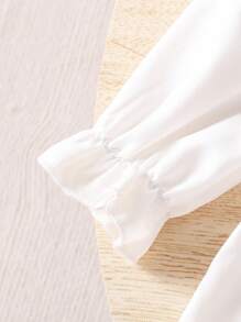 SHEIN Baby Mädchen 2-teiliges Set aus Langarmshirt mit Kontrast-Kragen-Patchwork und Hosen für Frühling/Herbst