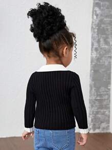 SHEIN Sweater Bayi Perempuan - Hitam dan Putih - View 2