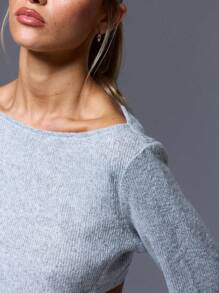 MUSERA Boat Neck Cropped Long Sleeve Top Going Out TopsVacation Spring Summer